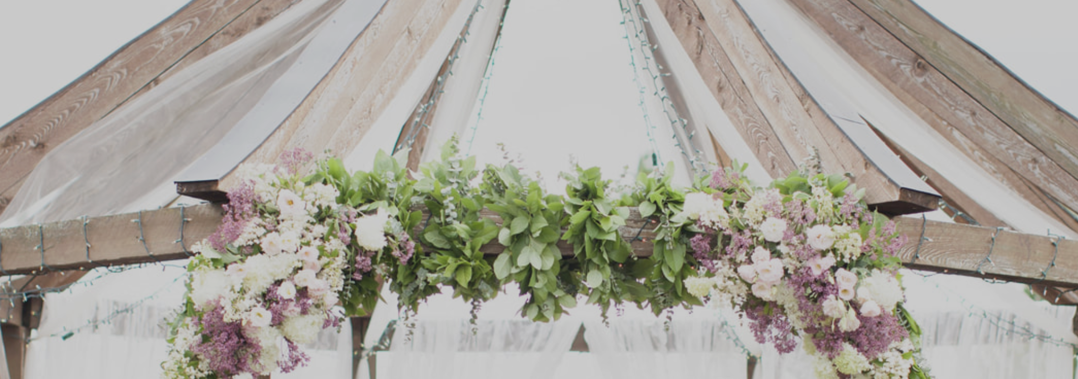 Garden Gables pavilion adorned with flowers